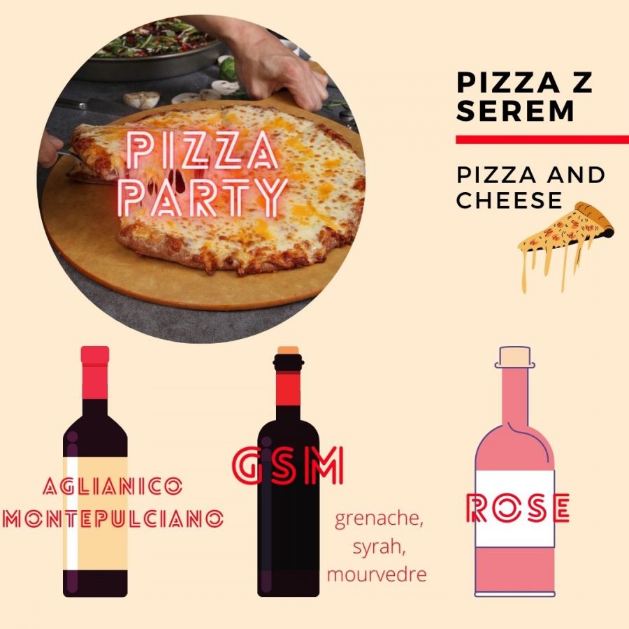 Wino i pizza - z serem